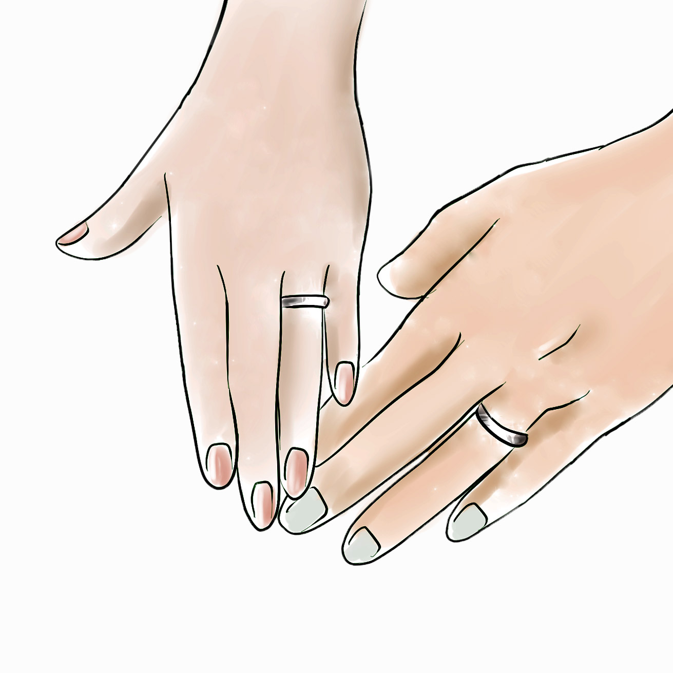 男女の手と指輪
